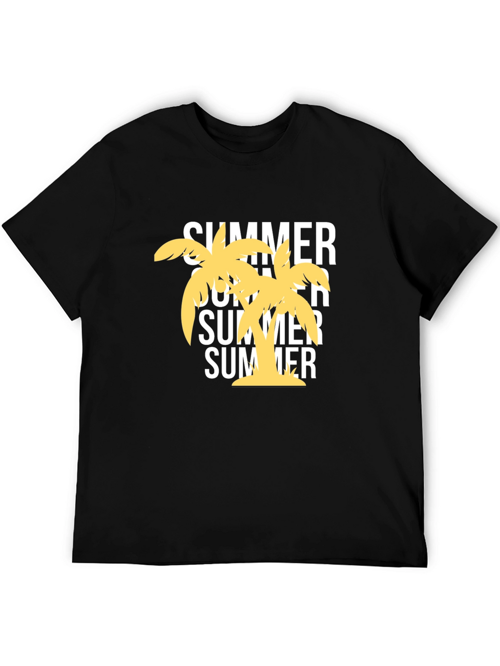 Summer Palm Tree Graphic Black T-Shirt