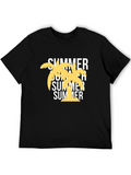 Summer Palm Tree Graphic Black T-Shirt
