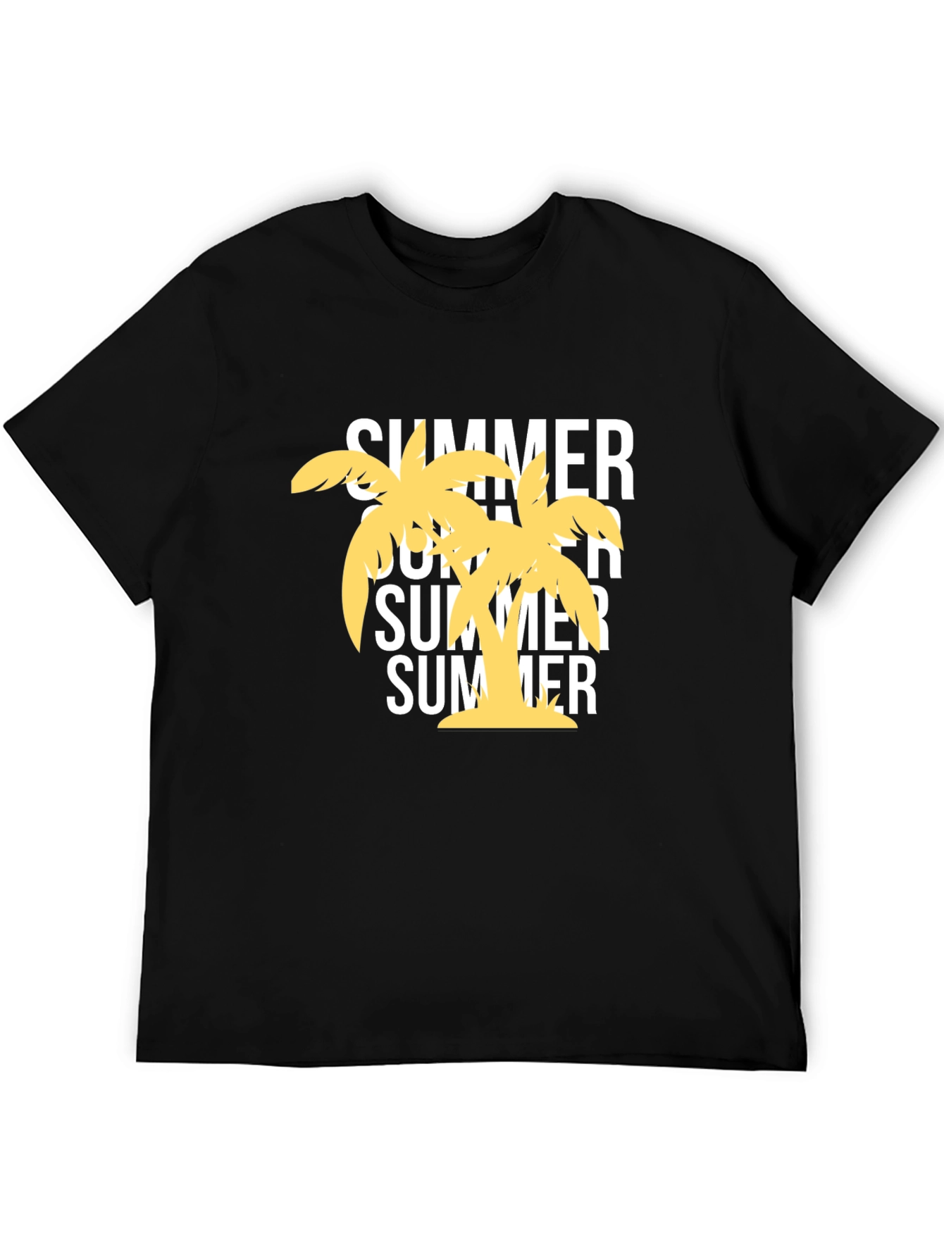 Summer Palm Tree Graphic Black T-Shirt