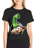 Cartoon Character Graphic Tee - Black
