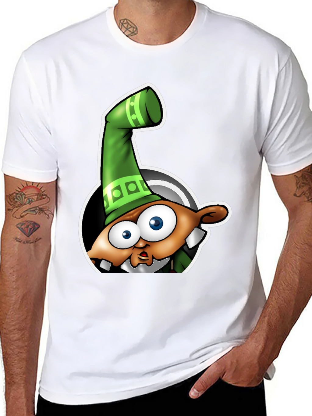 Cartoon Character Graphic Tee - Black