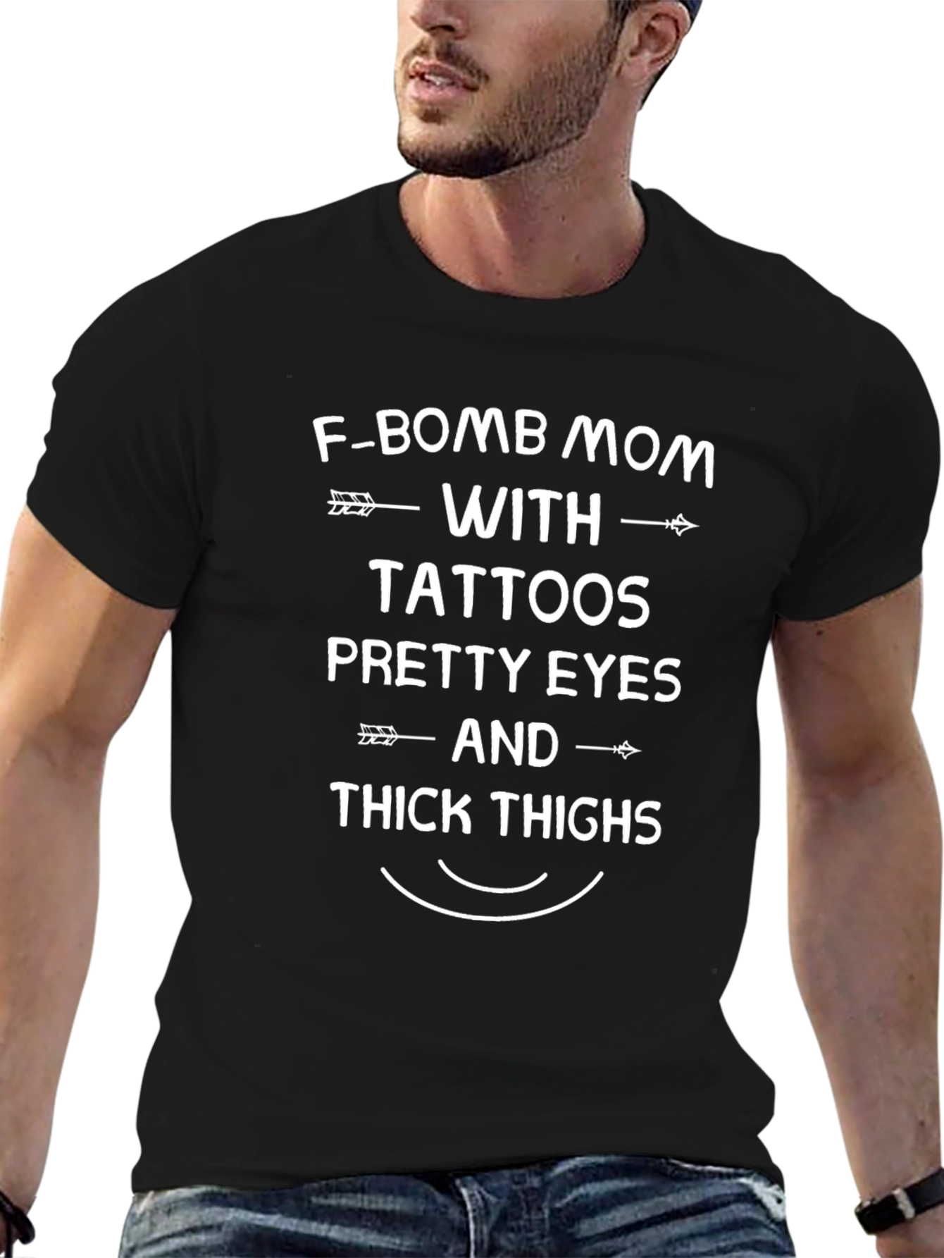 F-Bomb Mom T-Shirt - Tattoos Pretty Eyes Thick Thighs