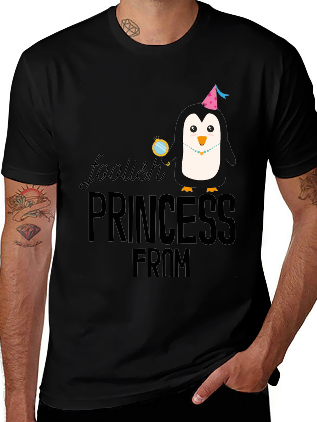 Foolish Princess Penguin Graphic Tee - Black