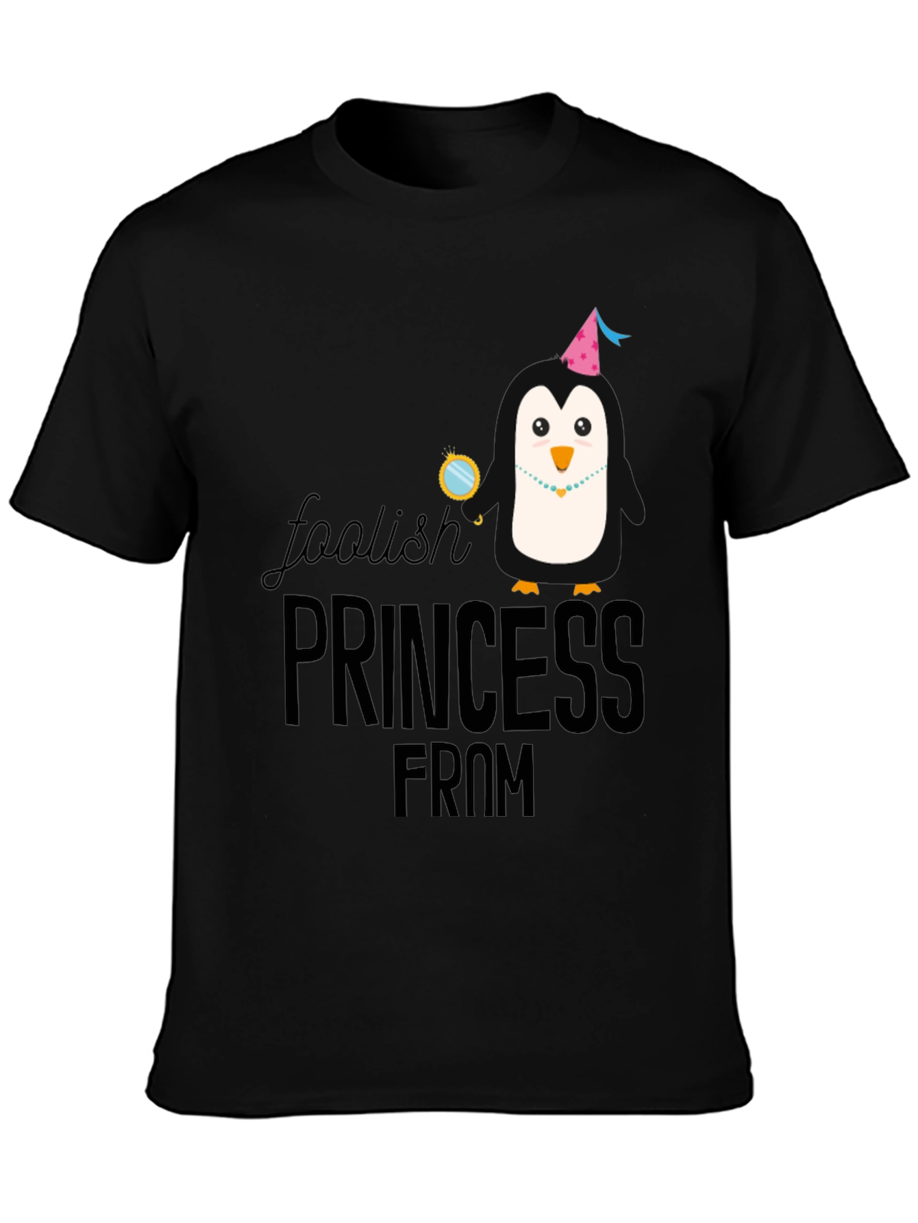 Foolish Princess Penguin Graphic Tee - Black