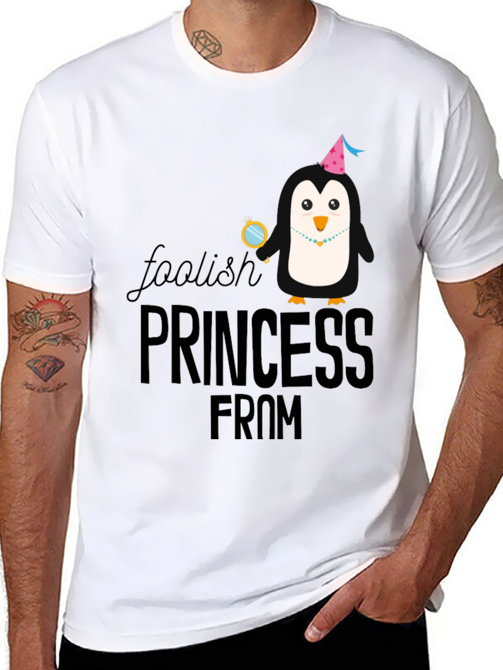 Foolish Princess Penguin Graphic Tee - Black