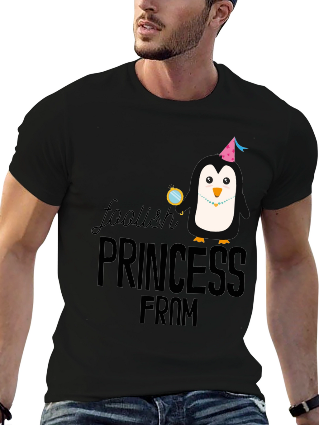 Foolish Princess Penguin Graphic Tee - Black