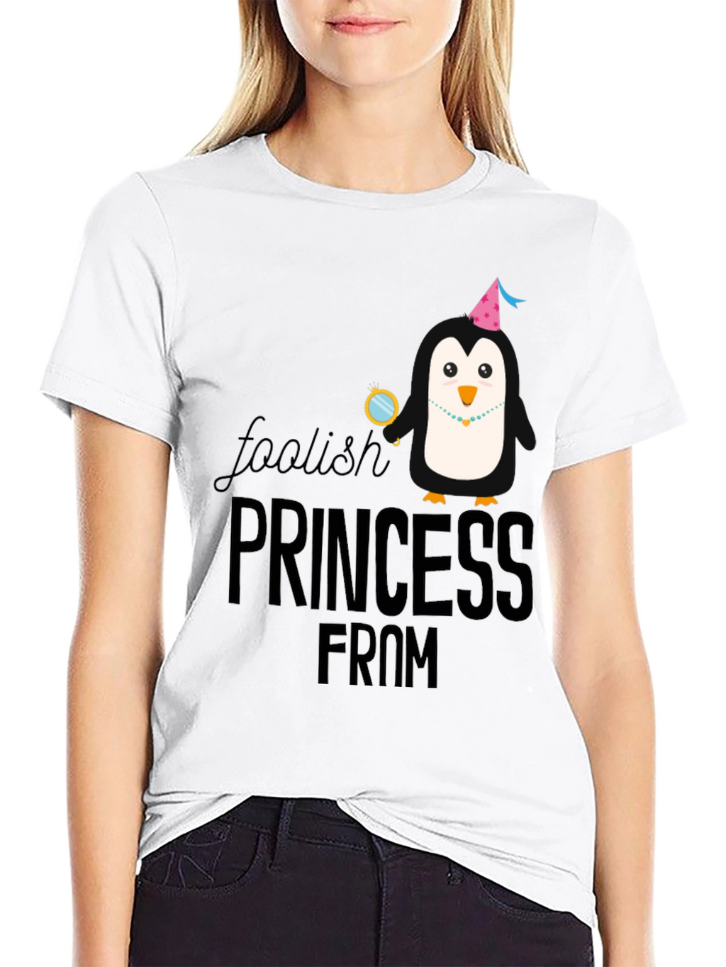 Foolish Princess Penguin Graphic Tee - Black