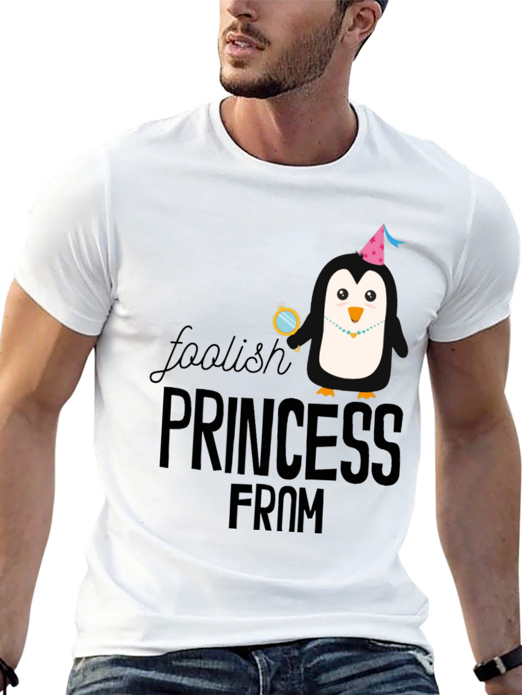 Foolish Princess Penguin Graphic Tee - Black