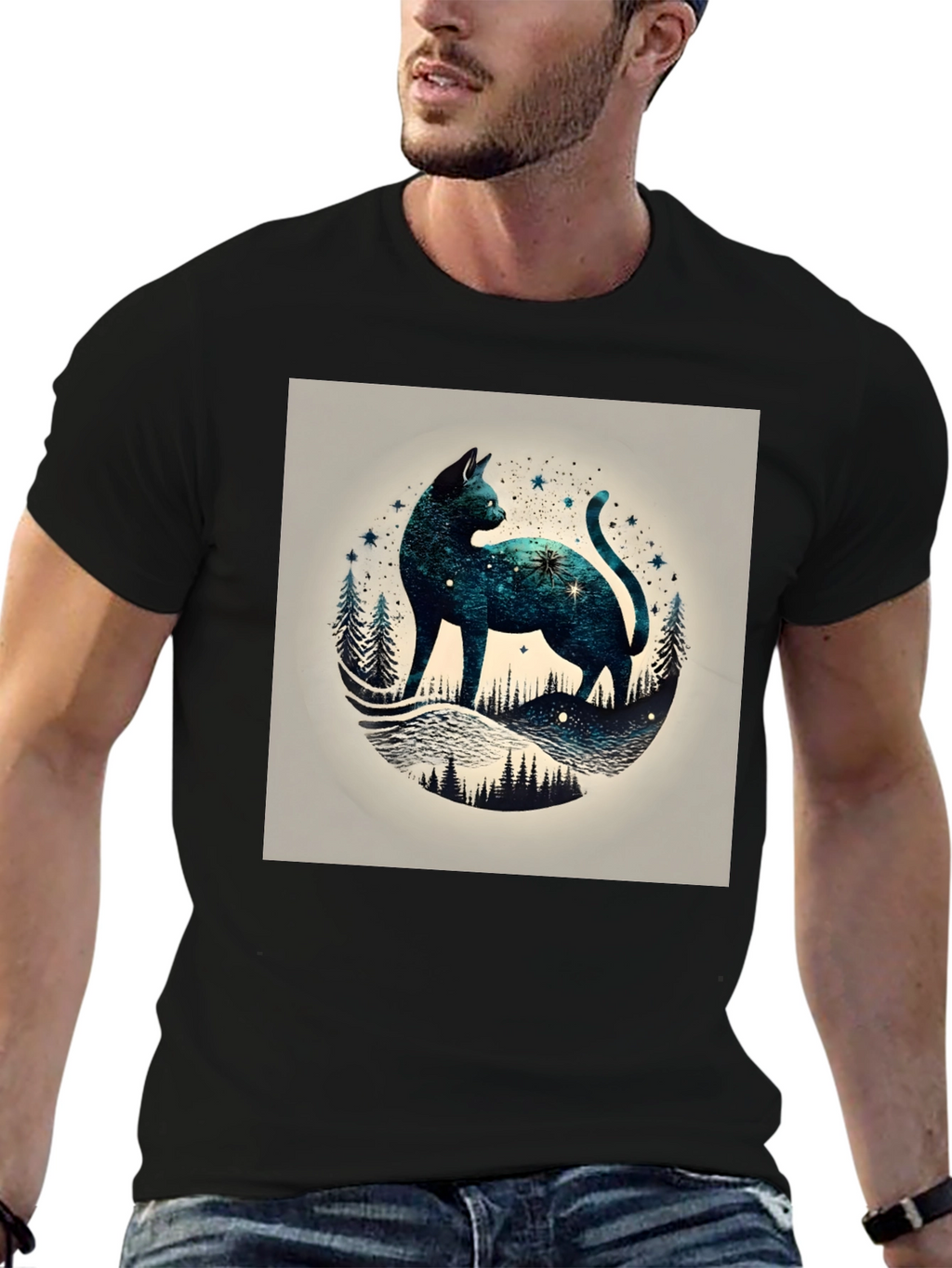 Celestial Cat T-Shirt - Galaxy Design