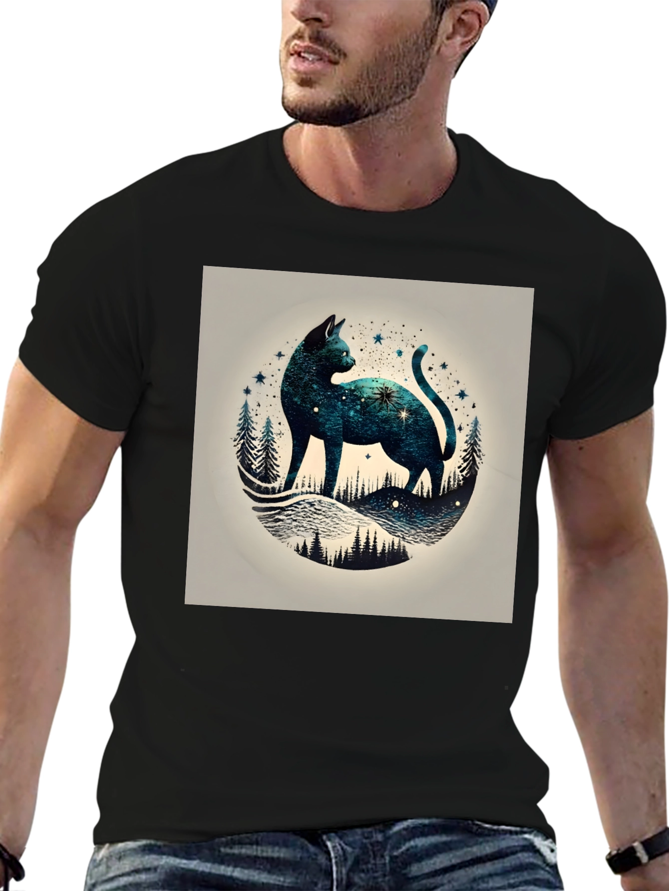 Celestial Cat T-Shirt - Galaxy Design