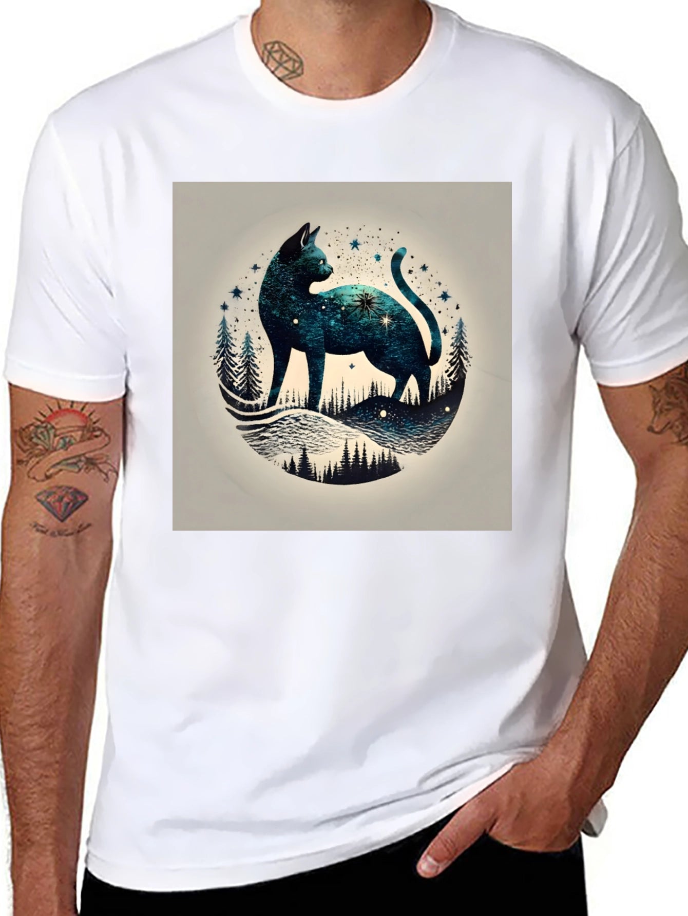 Celestial Cat T-Shirt - Galaxy Design