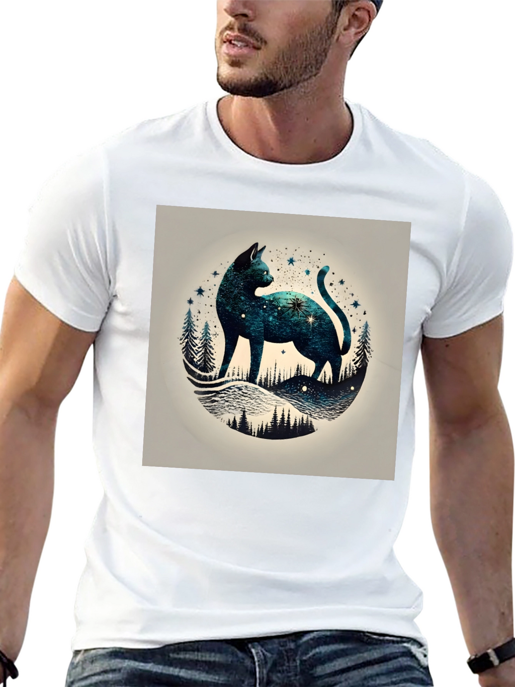 Celestial Cat T-Shirt - Galaxy Design