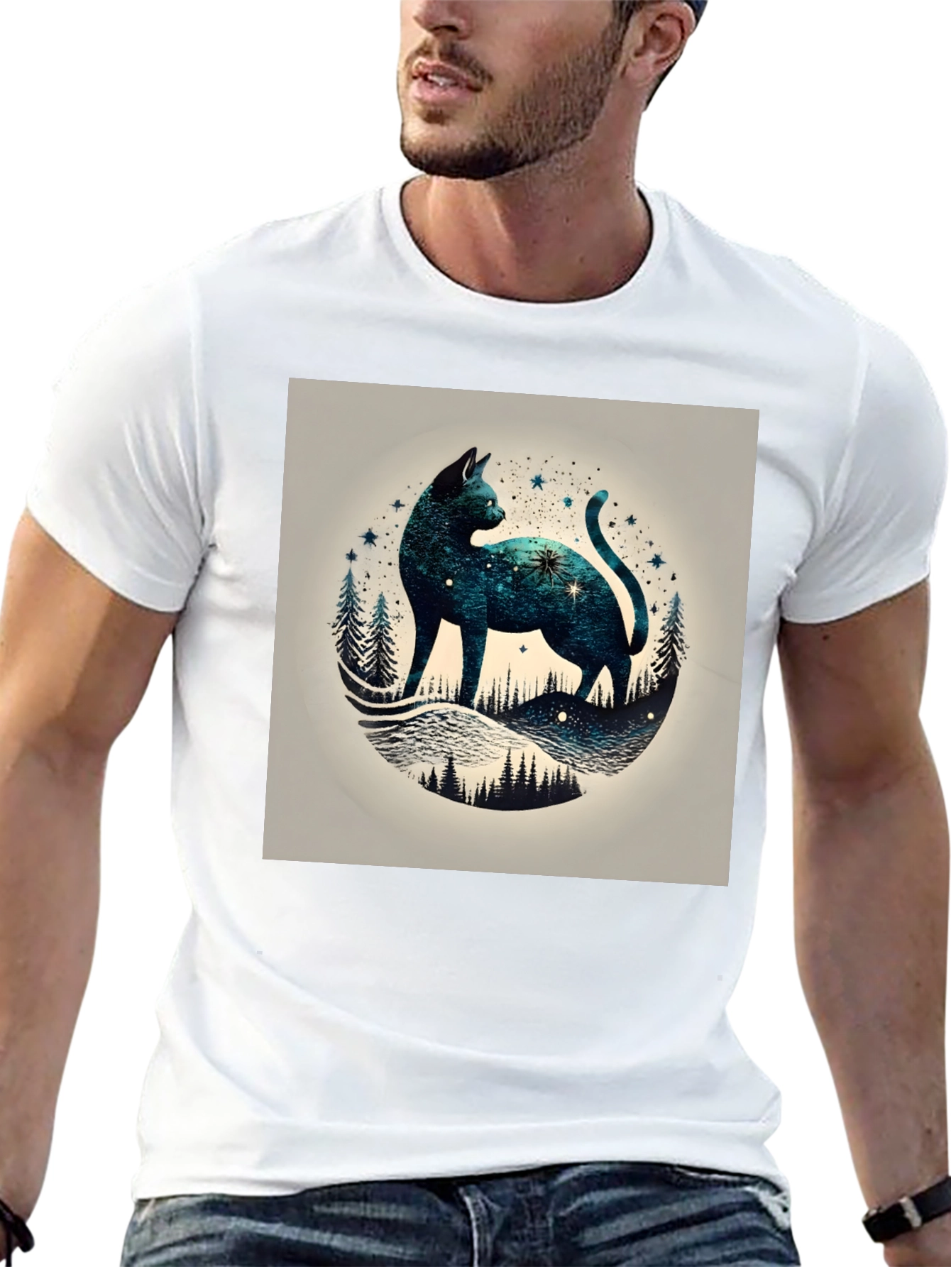 Celestial Cat T-Shirt - Galaxy Design
