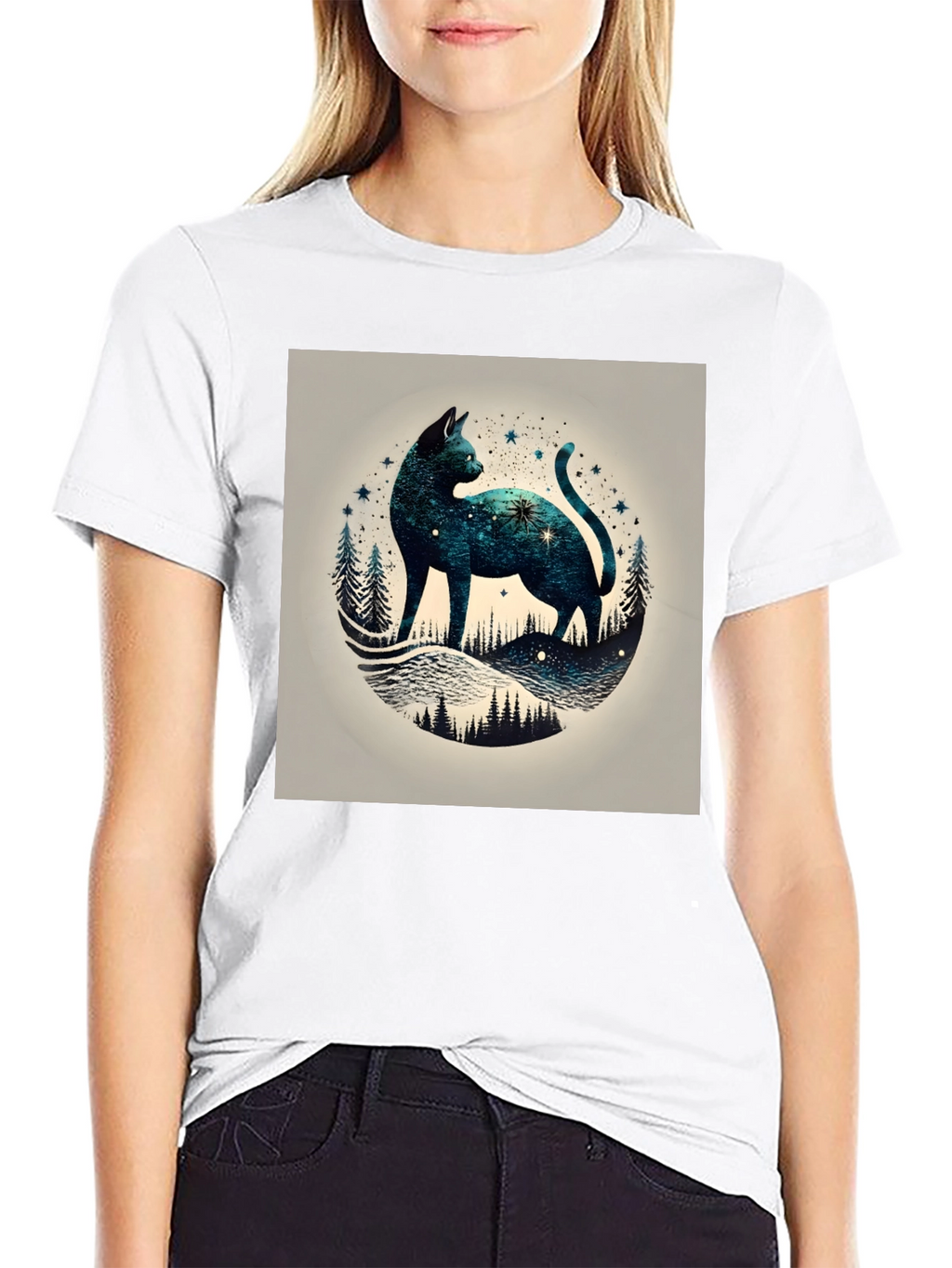 Celestial Cat T-Shirt - Galaxy Design