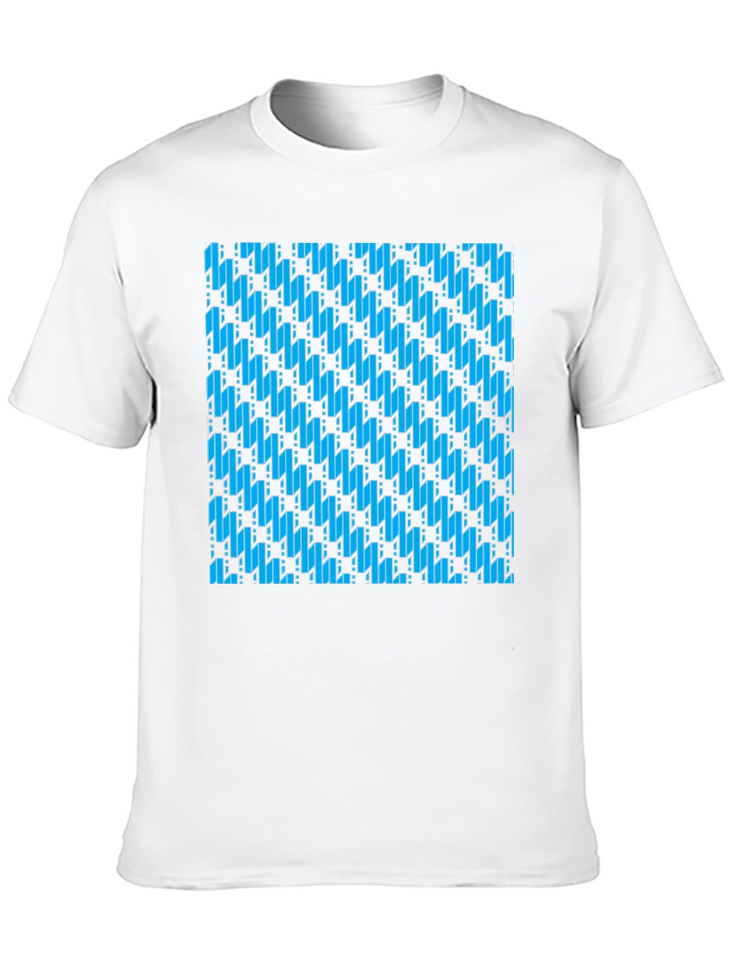 Blue Patterned Black T-Shirt