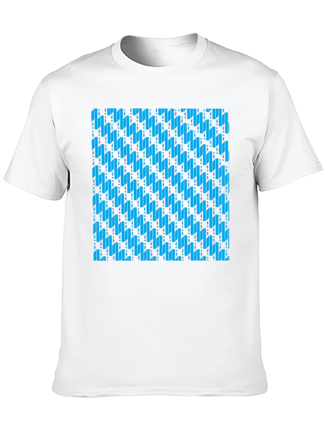 Blue Patterned Black T-Shirt
