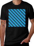 Blue Patterned Black T-Shirt