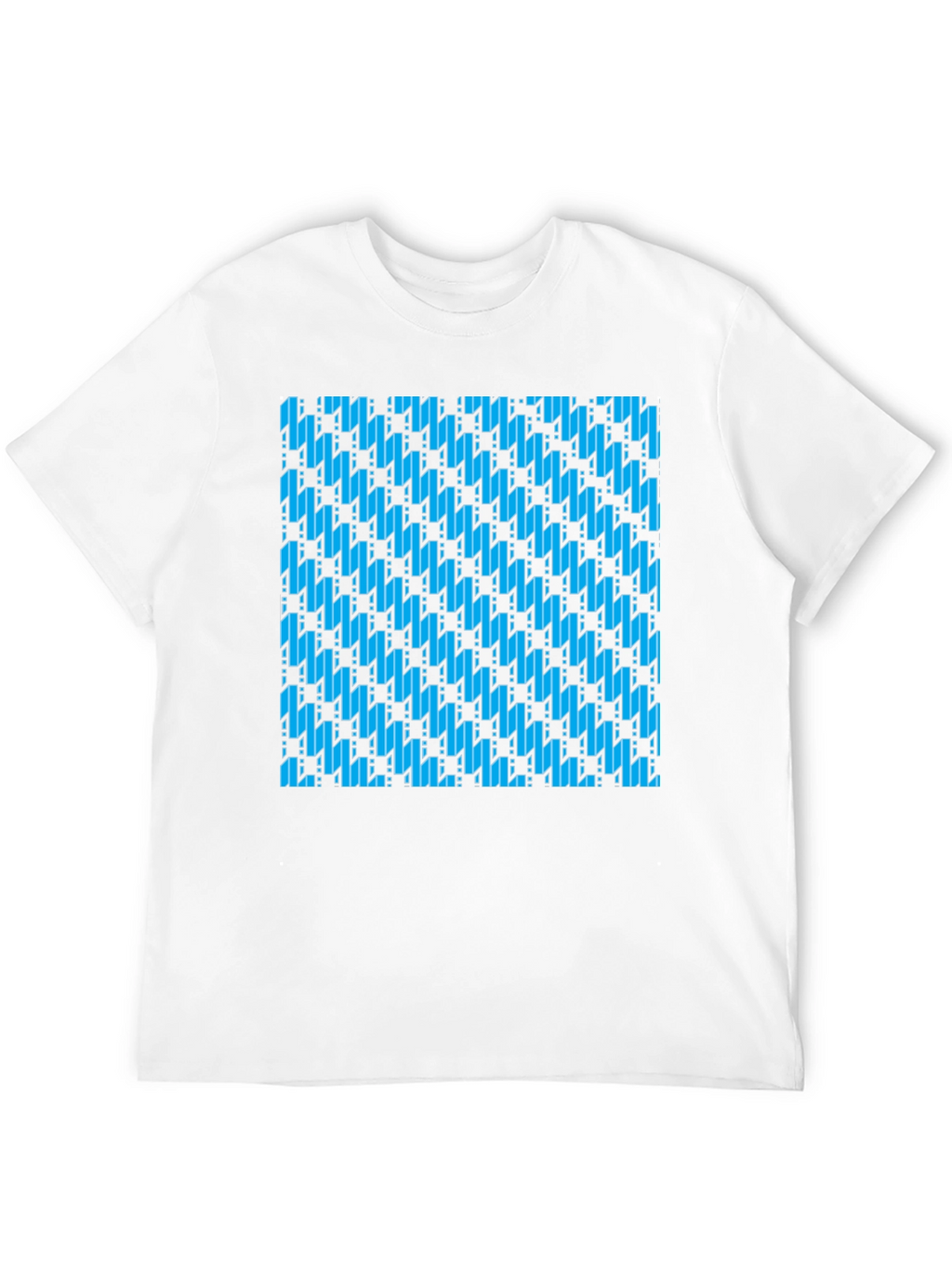 Blue Patterned Black T-Shirt