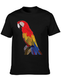 Vibrant Macaw Parrot Graphic Print Black T-Shirt