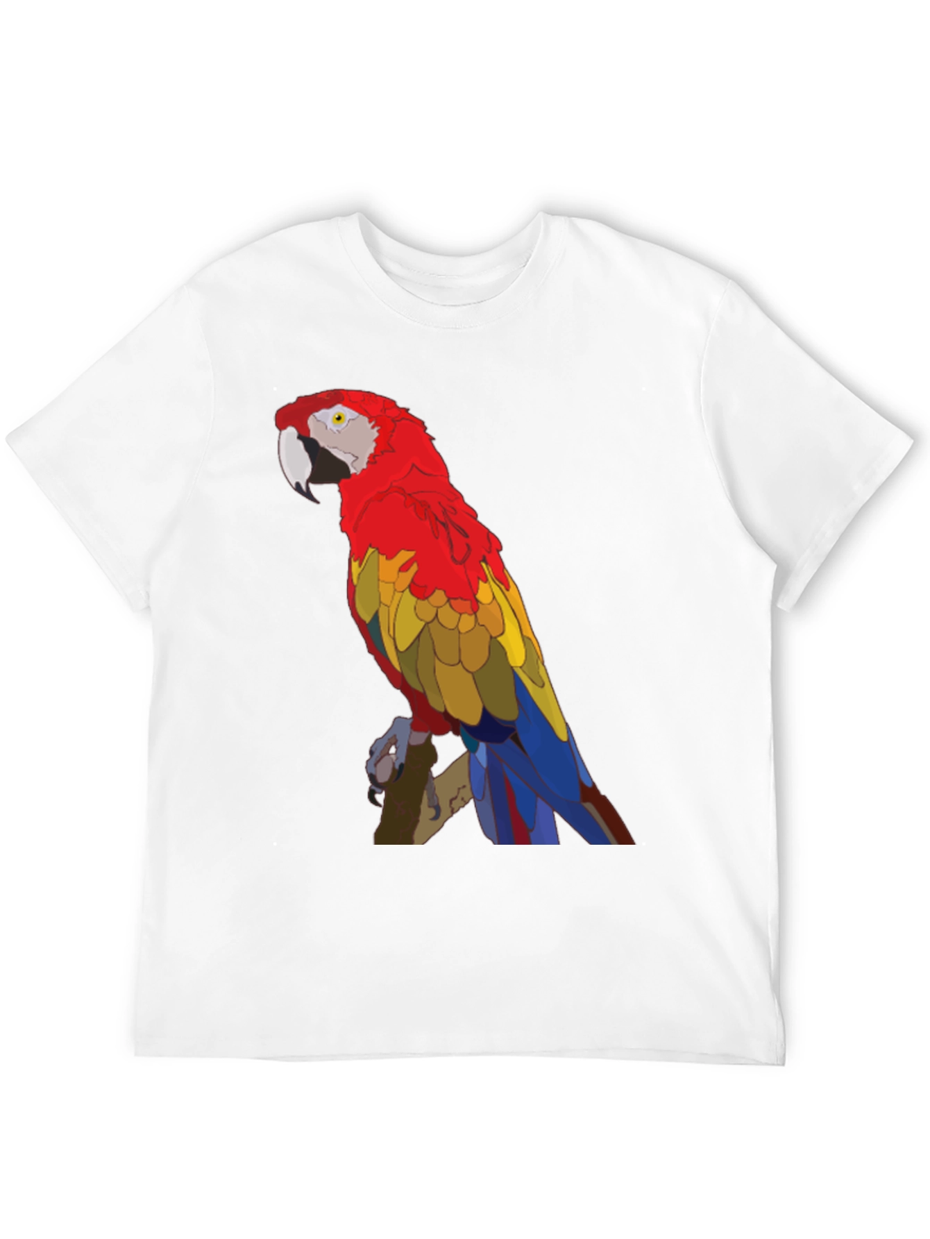 Vibrant Macaw Parrot Graphic Print Black T-Shirt