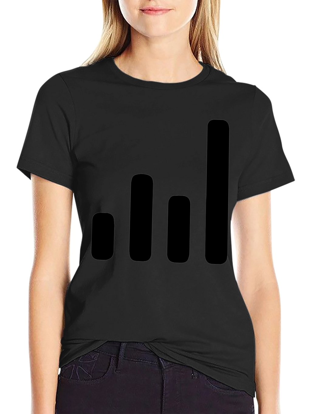 Modern Black T-Shirt with Graphic Bars Design