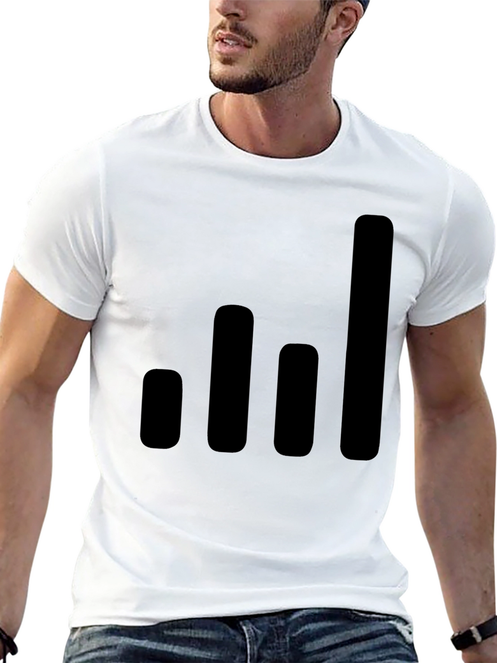 Modern Black T-Shirt with Graphic Bars Design