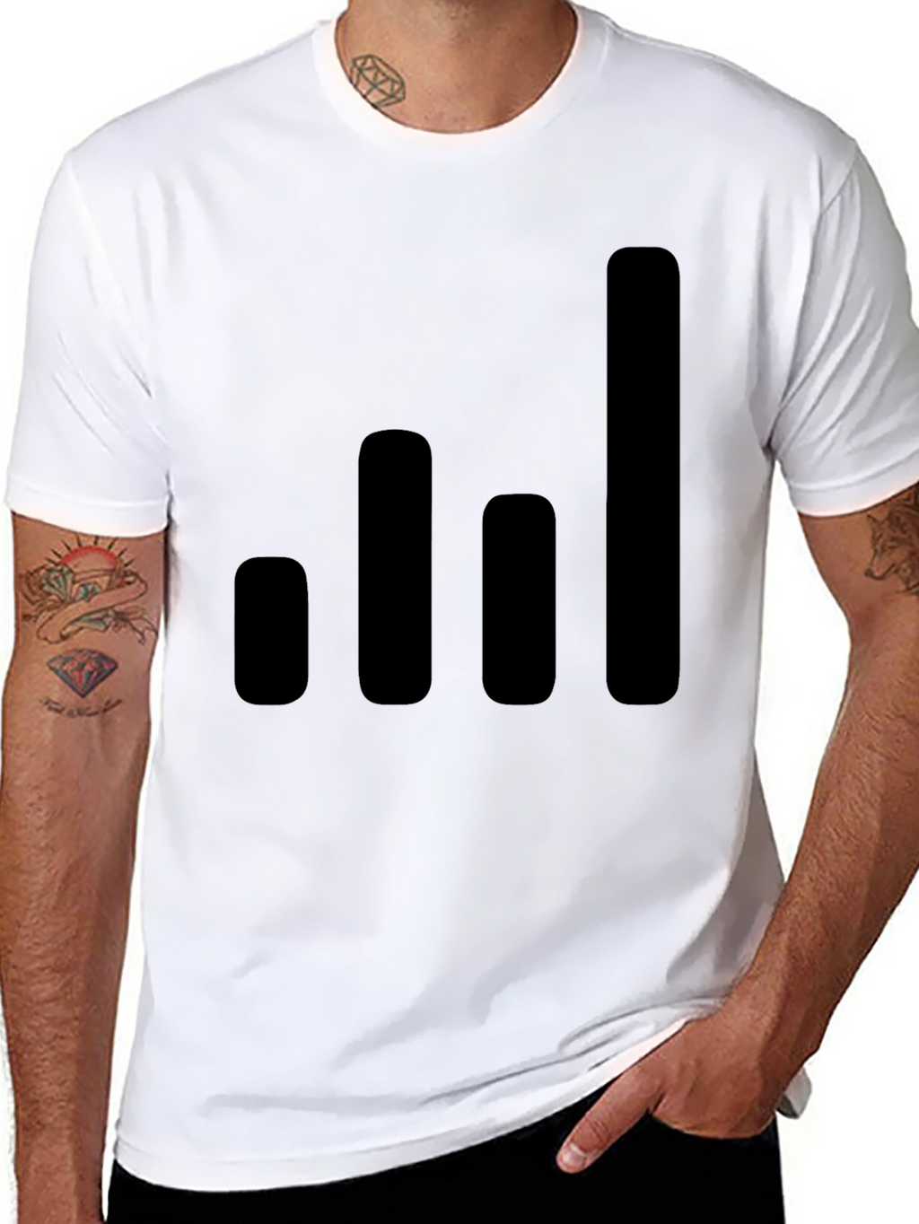 Modern Black T-Shirt with Graphic Bars Design