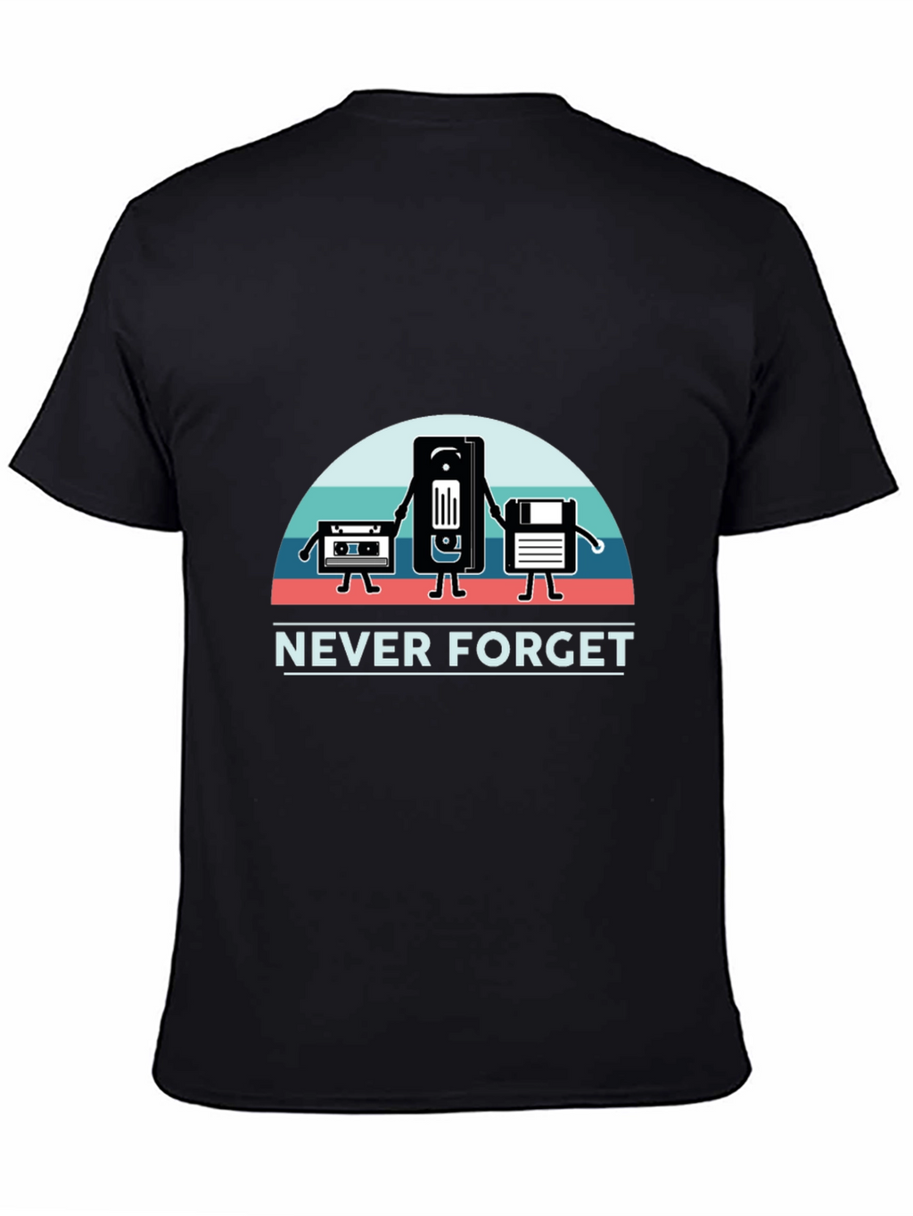 Never Forget Retro Media Black T-Shirt