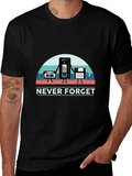 Never Forget Retro Media Black T-Shirt