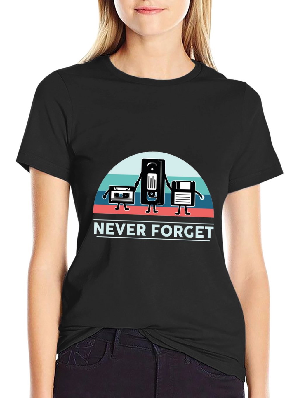 Never Forget Retro Media Black T-Shirt
