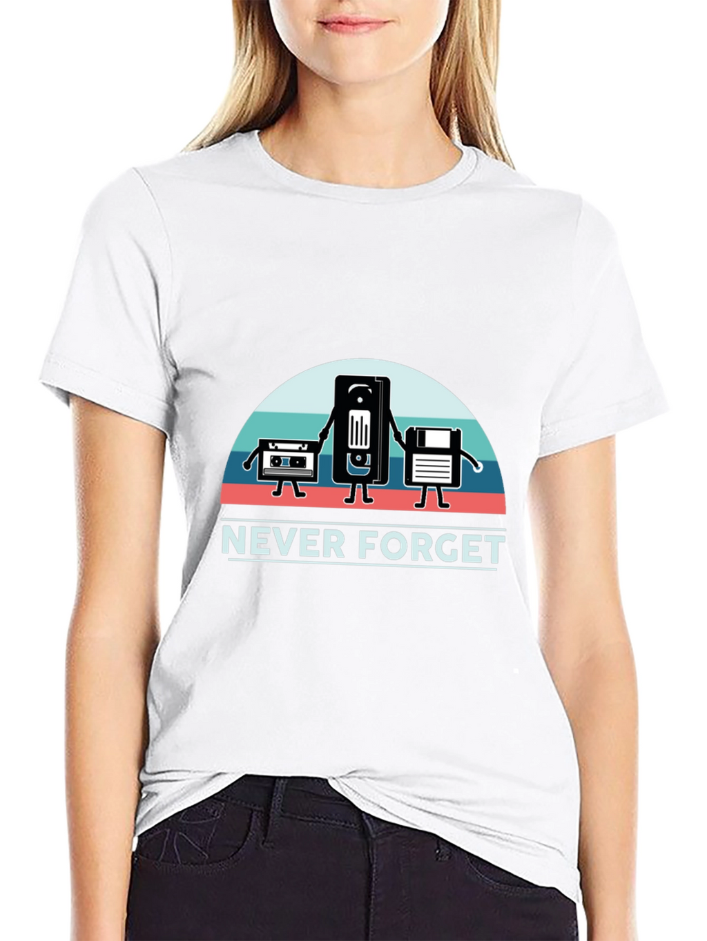 Never Forget Retro Media Black T-Shirt