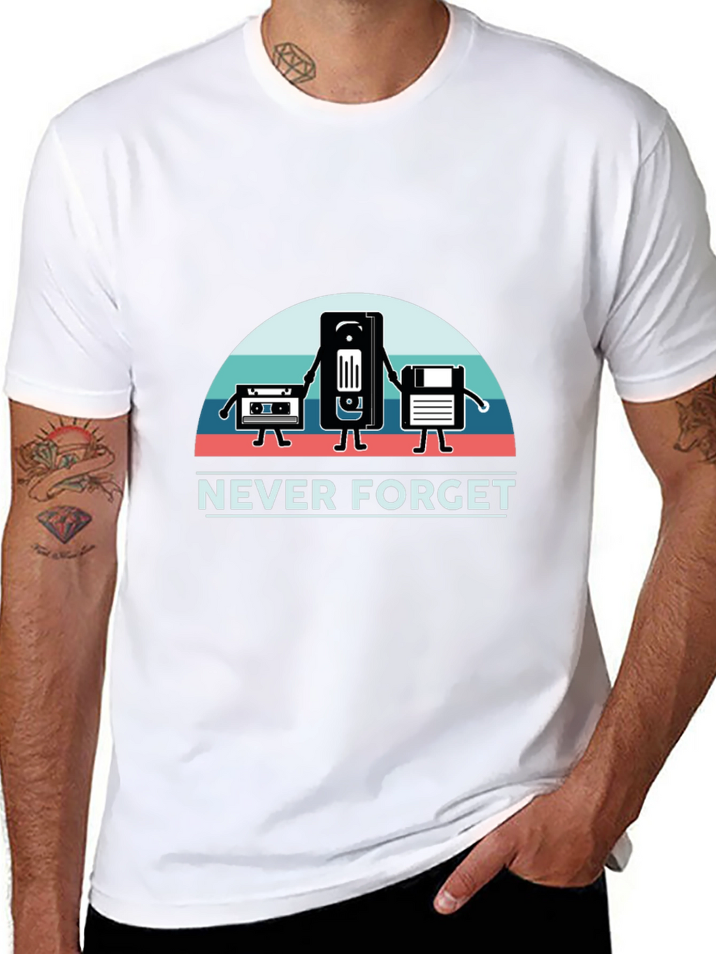 Never Forget Retro Media Black T-Shirt