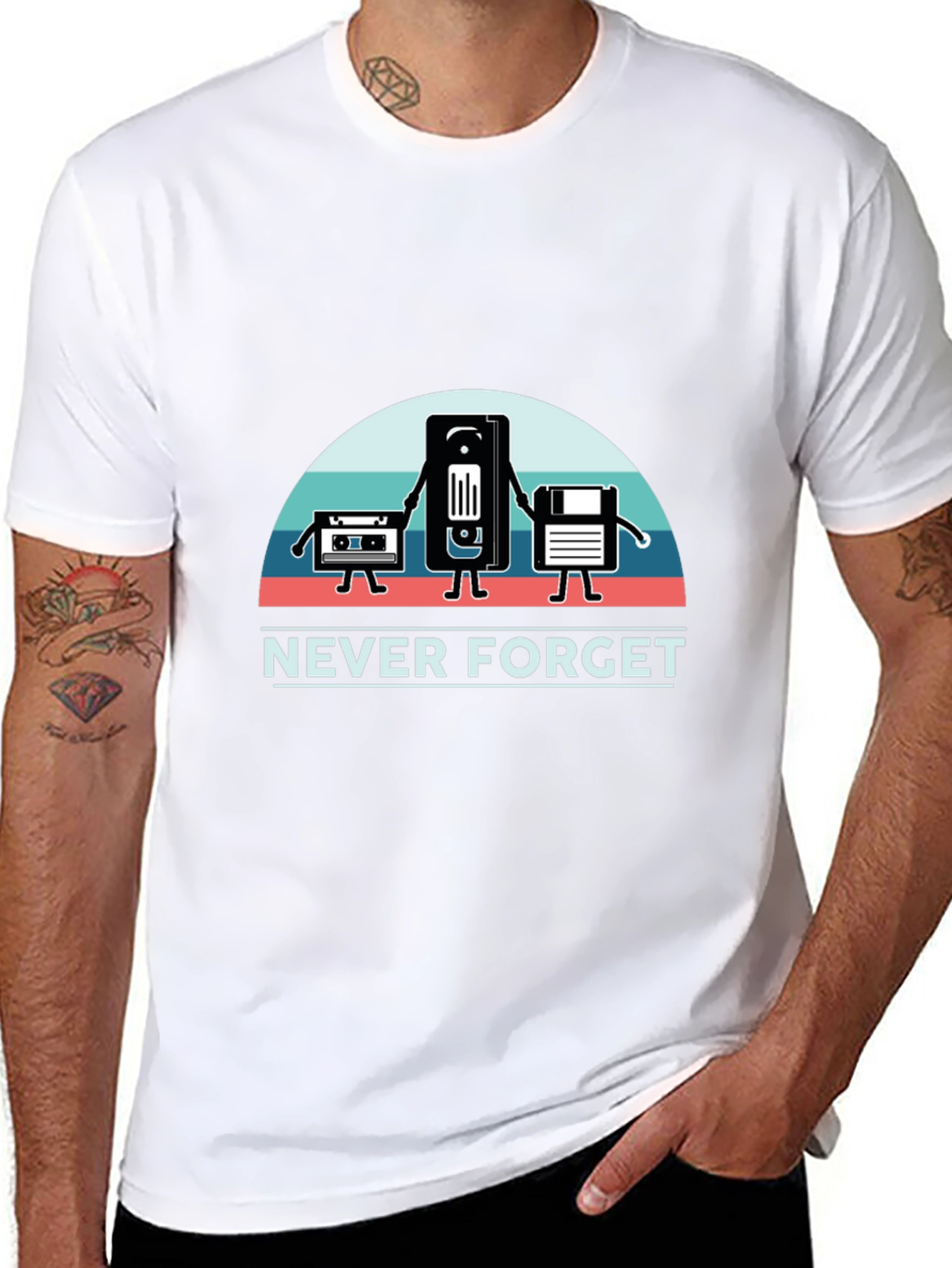 Never Forget Retro Media Black T-Shirt