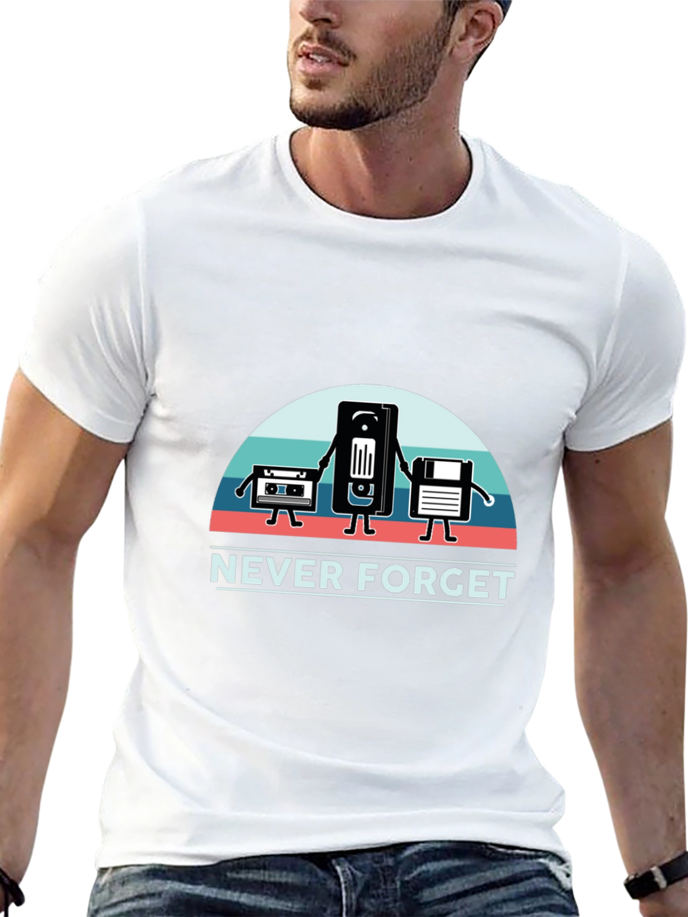 Never Forget Retro Media Black T-Shirt