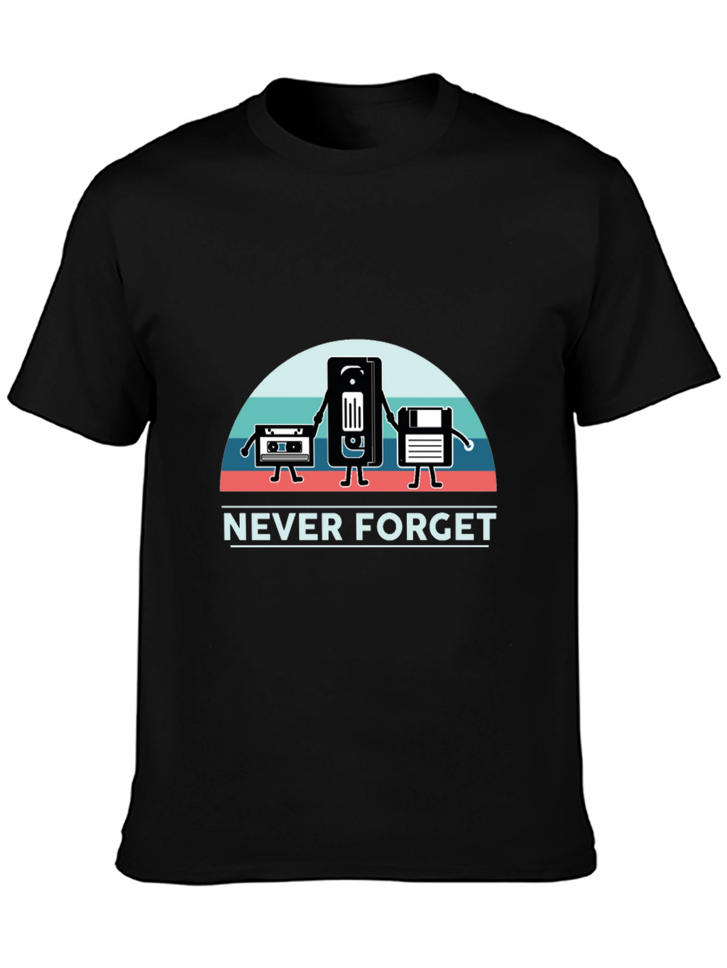 Never Forget Retro Media Black T-Shirt