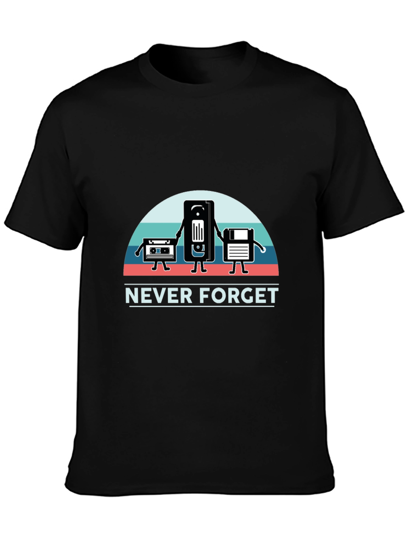 Never Forget Retro Media Black T-Shirt