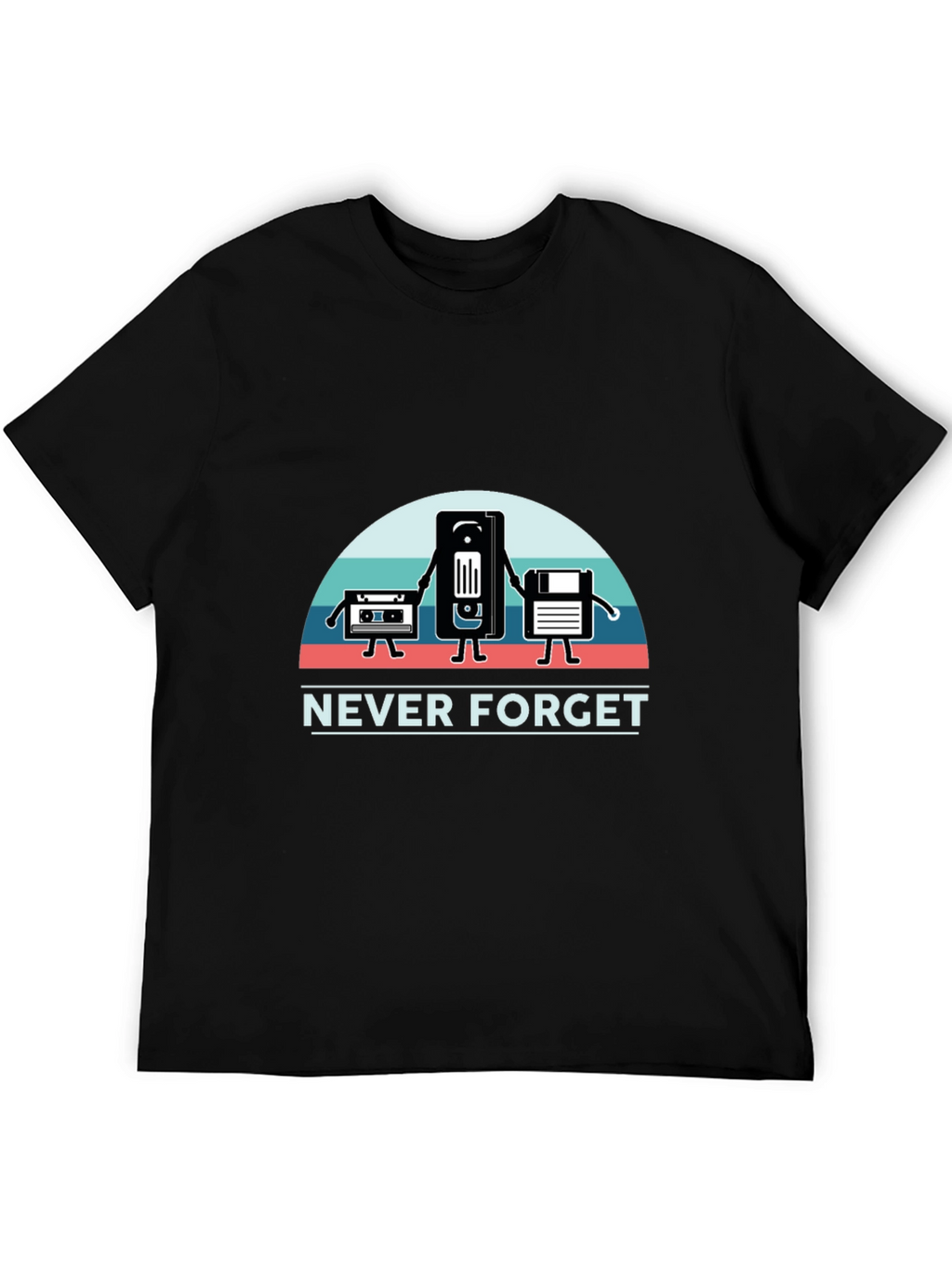 Never Forget Retro Media Black T-Shirt