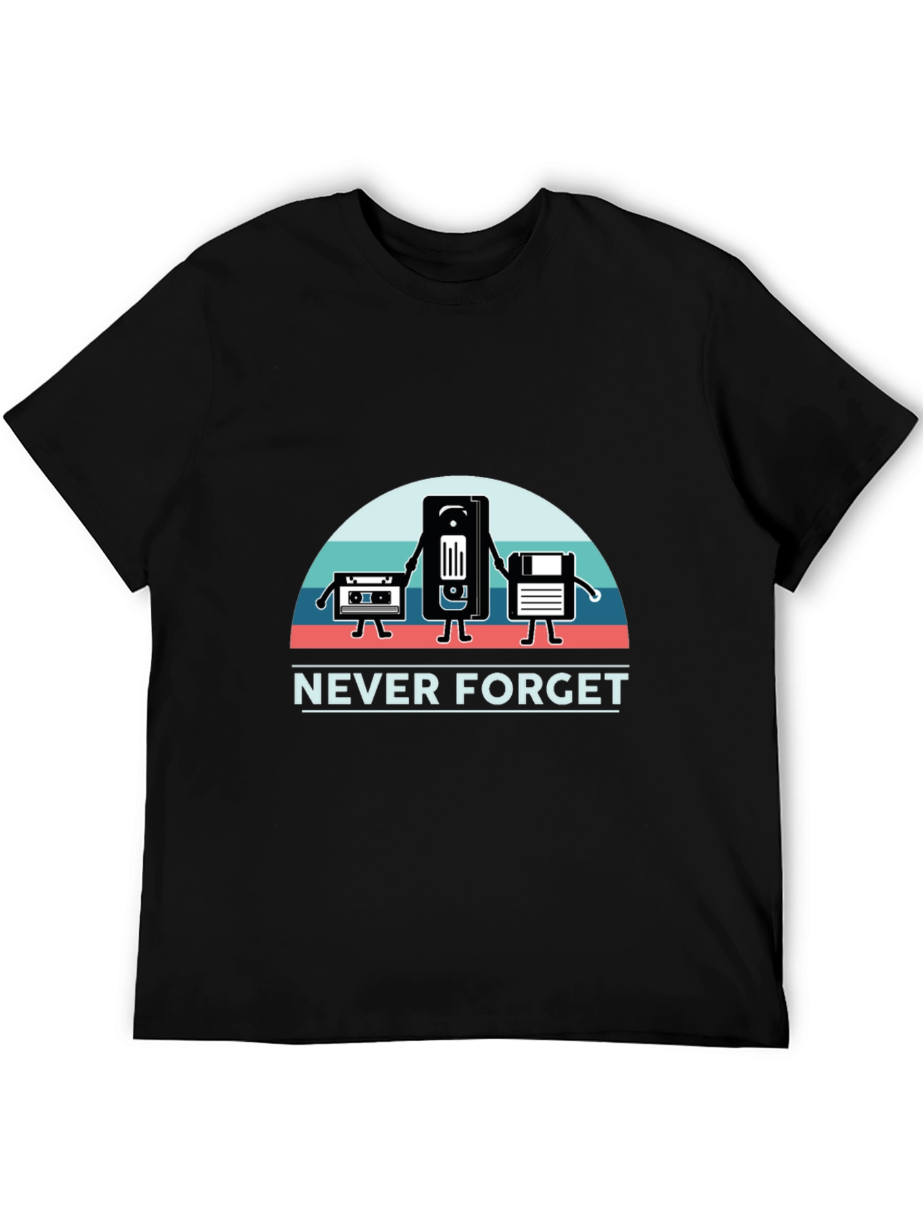 Never Forget Retro Media Black T-Shirt