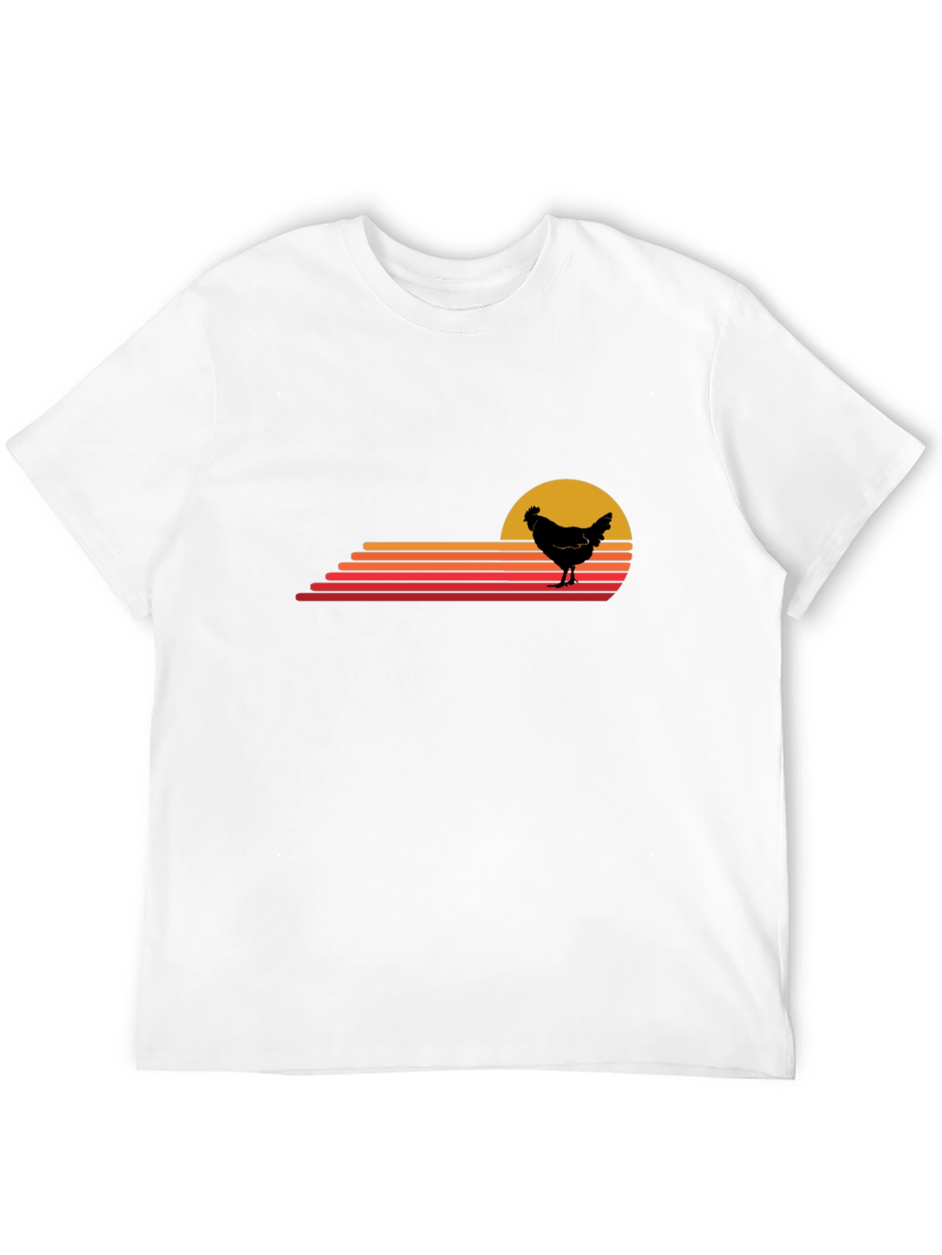 Retro Chicken Sunset T-Shirt - Black