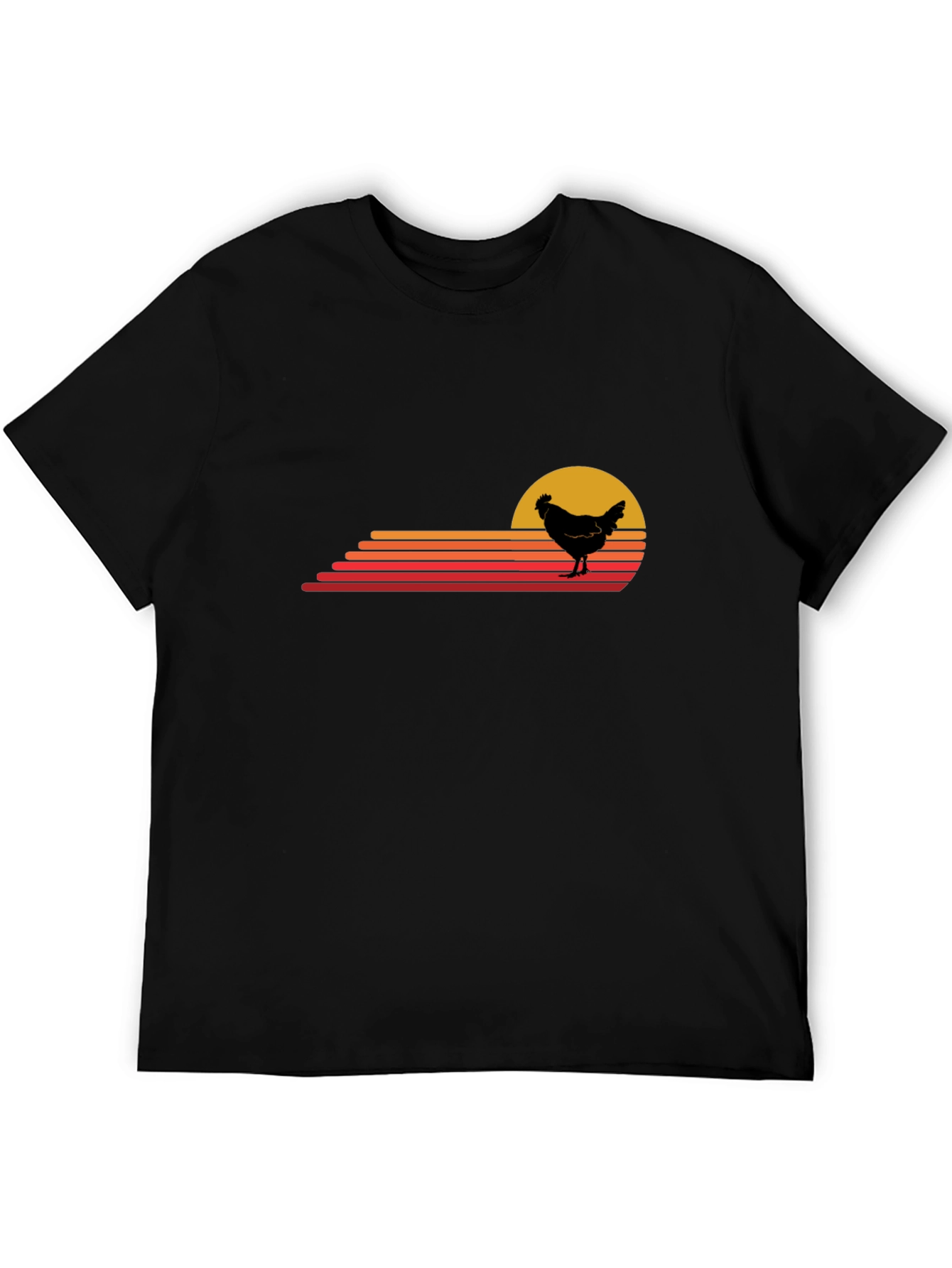 Retro Chicken Sunset T-Shirt - Black