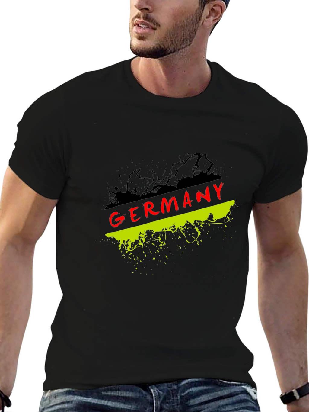 Germany Flag Graphic T-Shirt - Black Crew Neck Tee