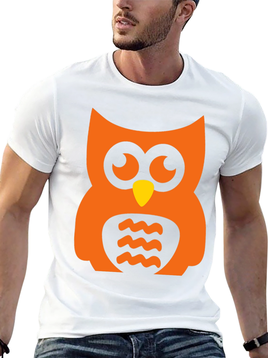 Orange Owl Graphic Tee - Halloween Style