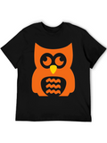 Orange Owl Graphic Tee - Halloween Style