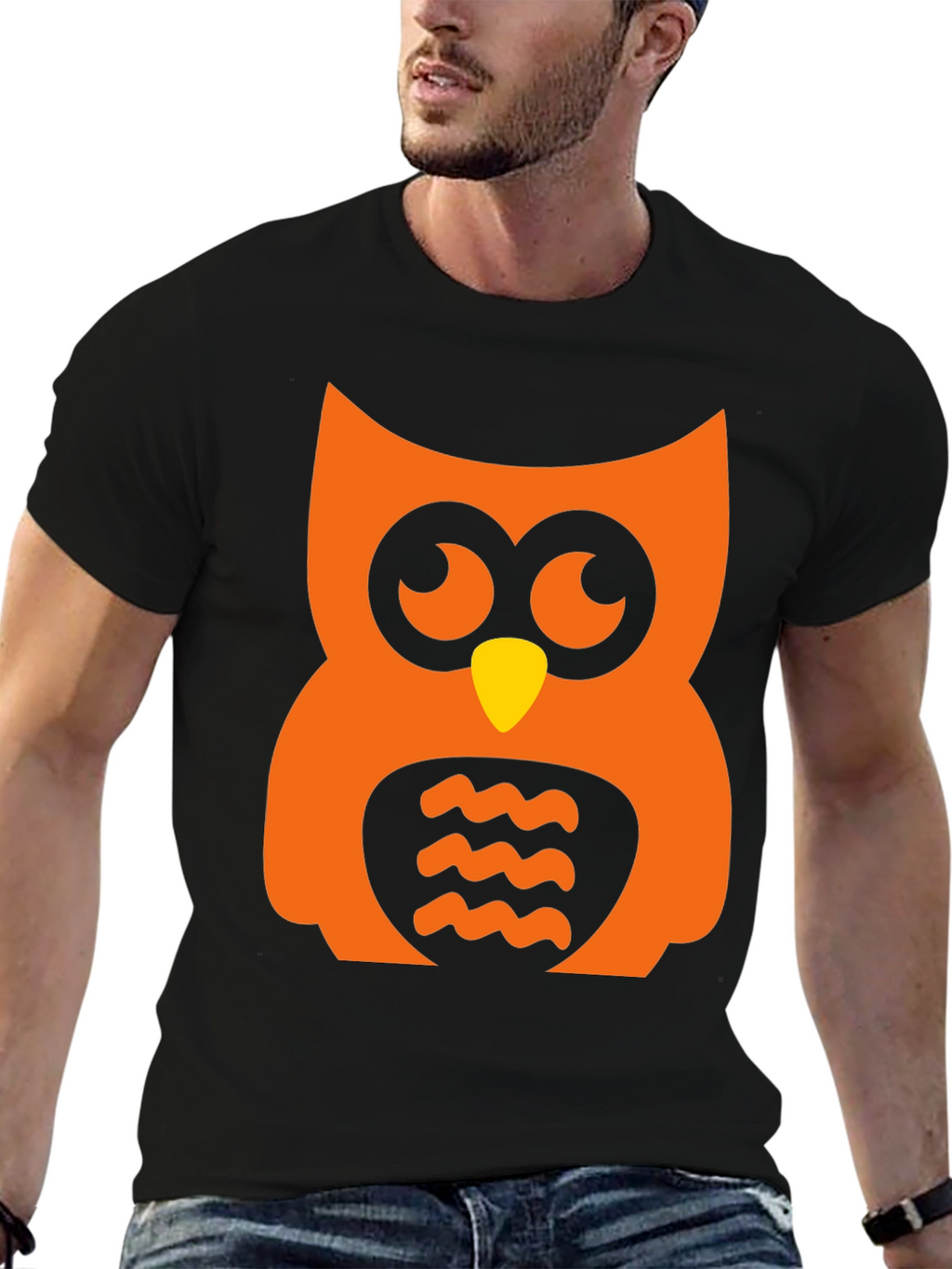 Orange Owl Graphic Tee - Halloween Style
