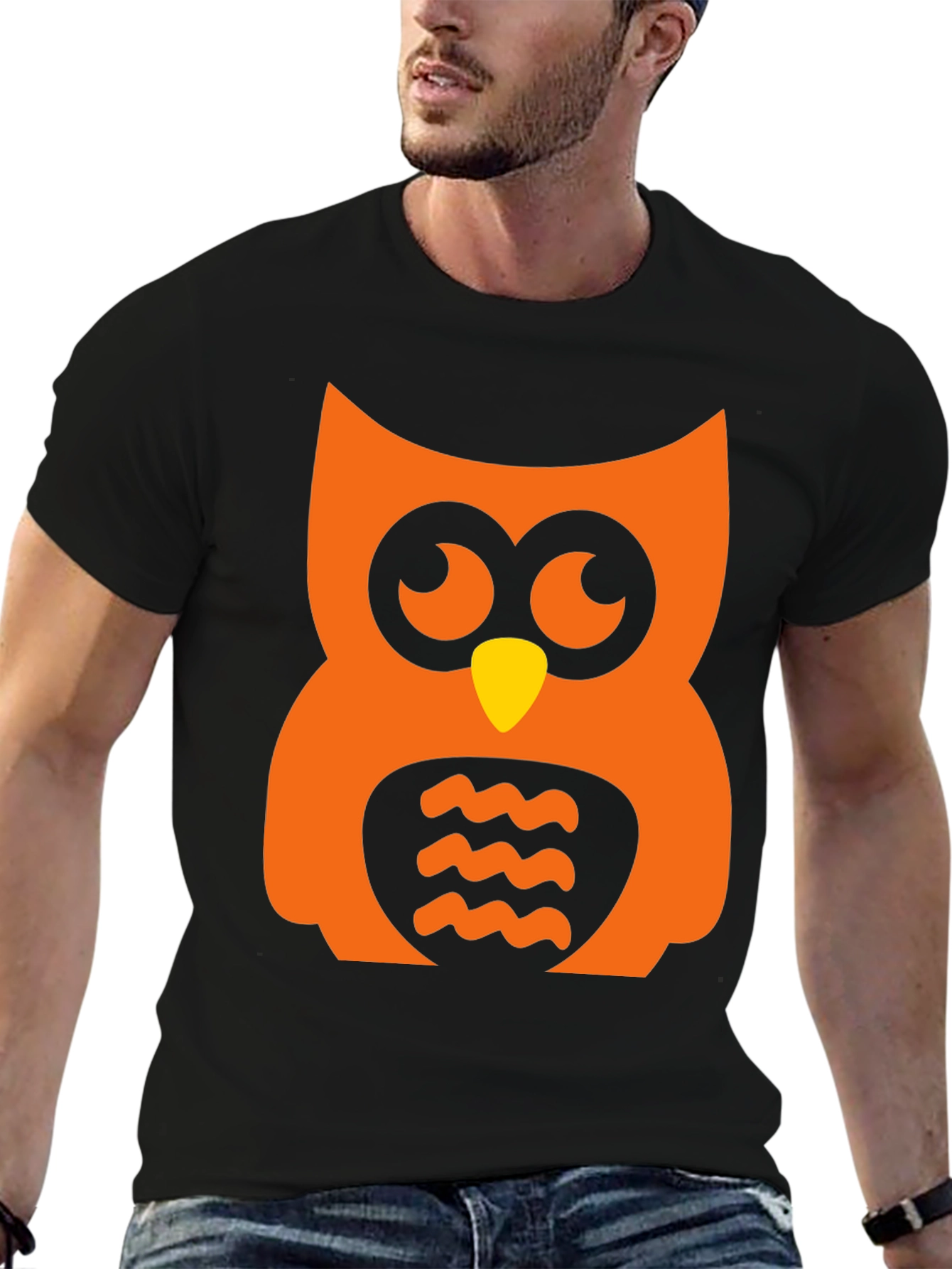 Orange Owl Graphic Tee - Halloween Style