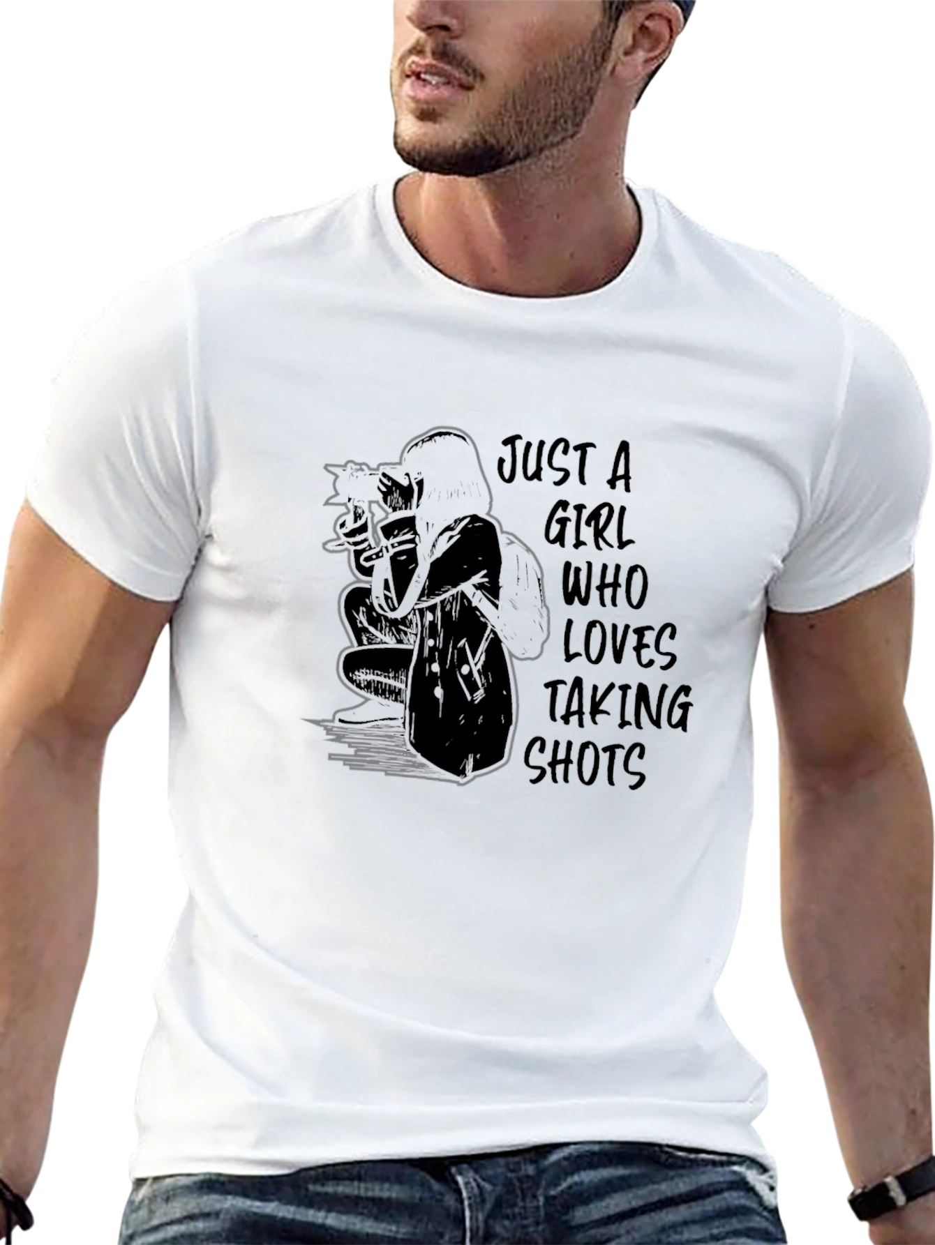 Just a Girl Who Loves Taking Shots Graphic T-Shirt