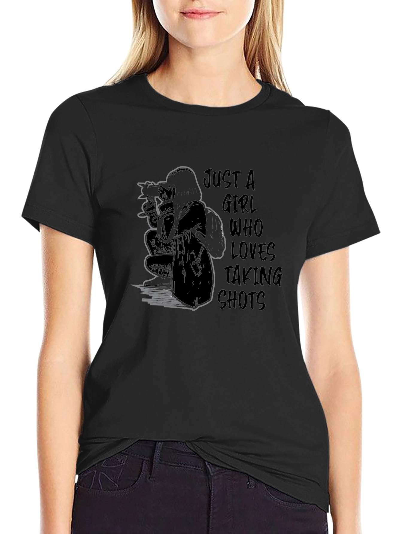 Just a Girl Who Loves Taking Shots Graphic T-Shirt