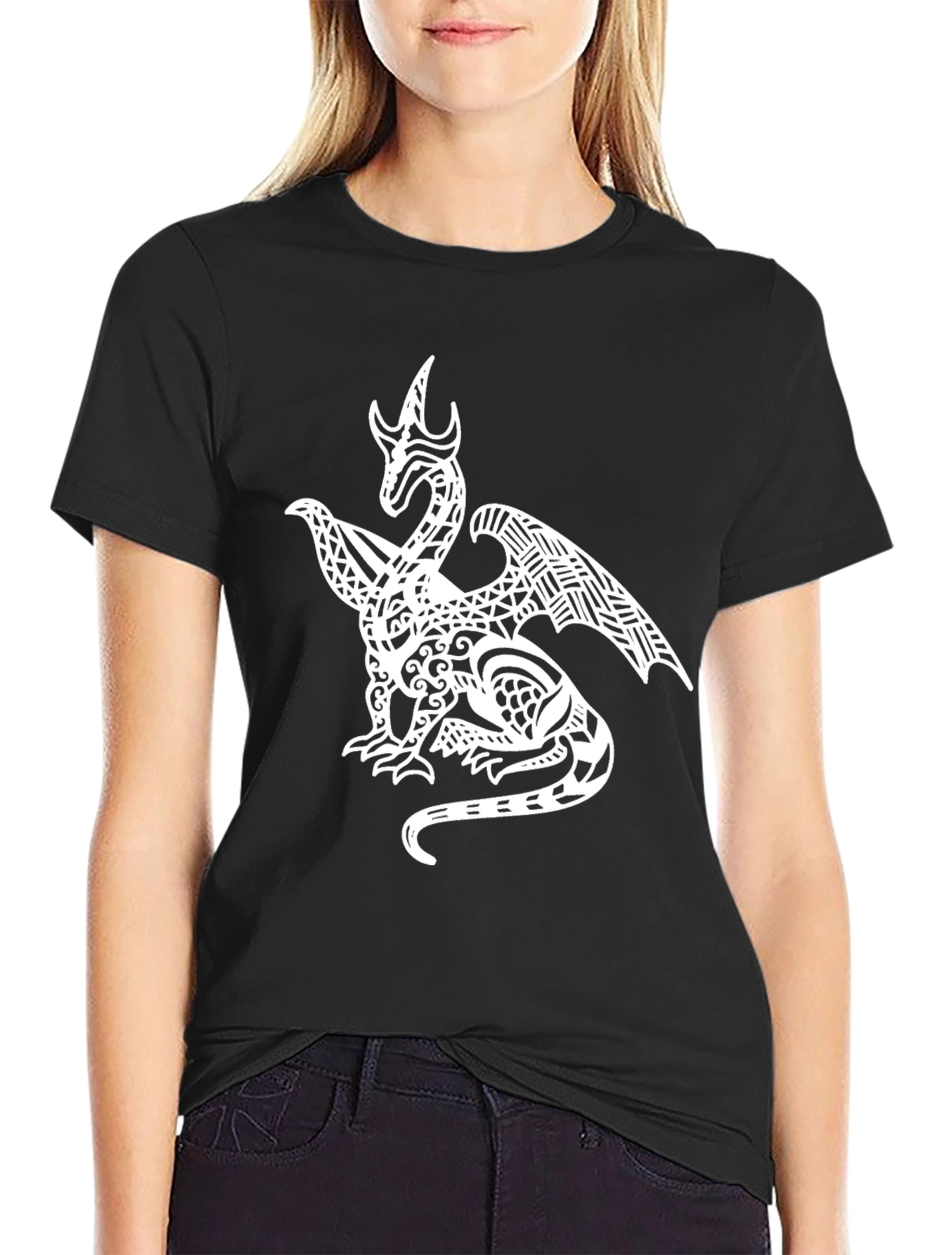 Dragon Graphic Print Black T-Shirt