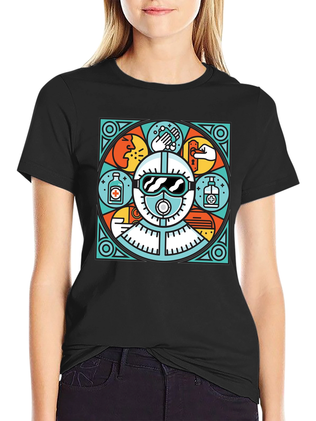 Unique Black T-Shirt with Safety Graphic