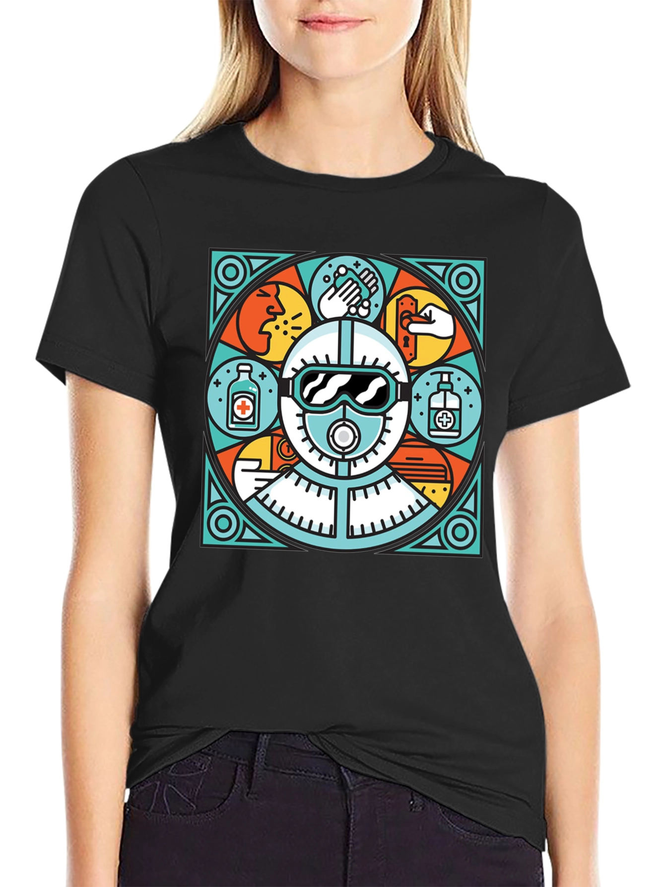 Unique Black T-Shirt with Safety Graphic